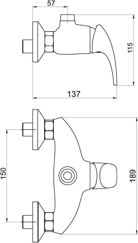 METALIA 57 sprchová baterie s připojením na sprch. tyč. 1/2"